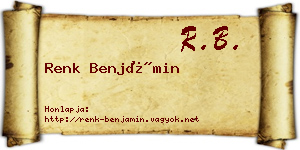 Renk Benjámin névjegykártya
